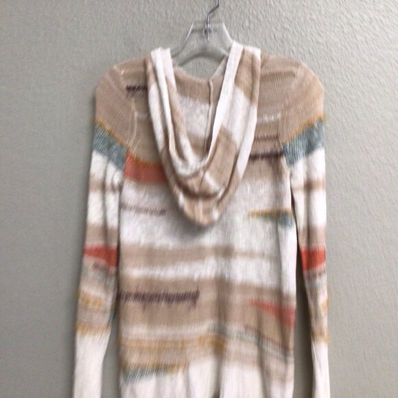 SPARROW ANTHROPOLOGIE Cardigan Sweater Hoodie Size Small Beige Print - Picture 9 of 10